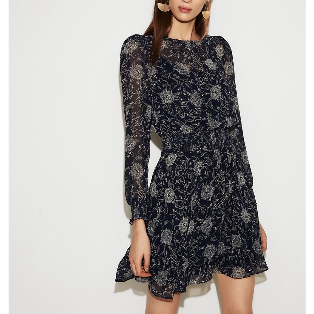 Express floral smock-waisted dress
